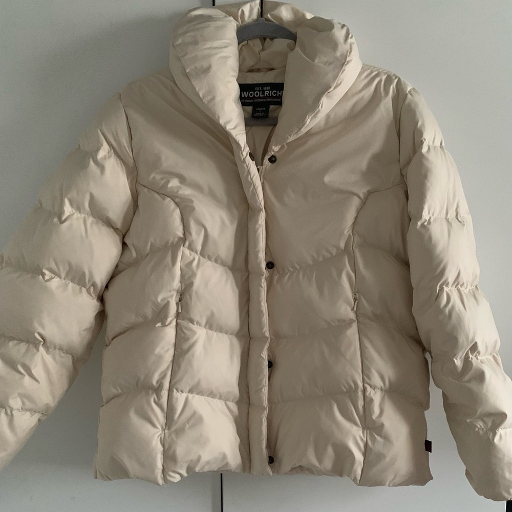 Woolrich Sz L Women's Cream Down Puffer Jacket
